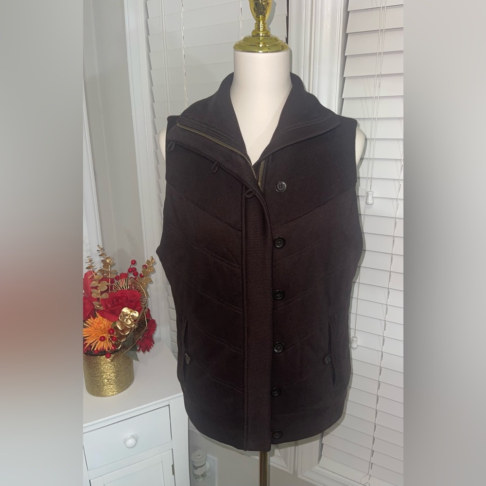 Jones New York Dark Brown Sleeveless Vest